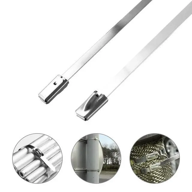 Alt view image 6 of 7 - 100 Pcs 20 Inch Metal Zip Tie Heavy Duty, Stainless Steel | Adjustable,Cable Tie with 200 Lbs Tensile Strength for Machinery,Vehicles,Farms,Cables,Pipesas,Fence
