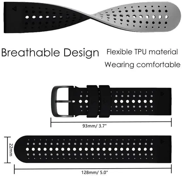 Alt view image 5 of 7 - Silicone Quick Fit 22mm Watch Bands for Garmin Instinct 3 45mm / Fenix 8 47mm / Fenix 7/6/ 5, Soft Sport Skin-Friendly Waterproof Wristband Strap for epix Pro/Approach S70 (47mm)