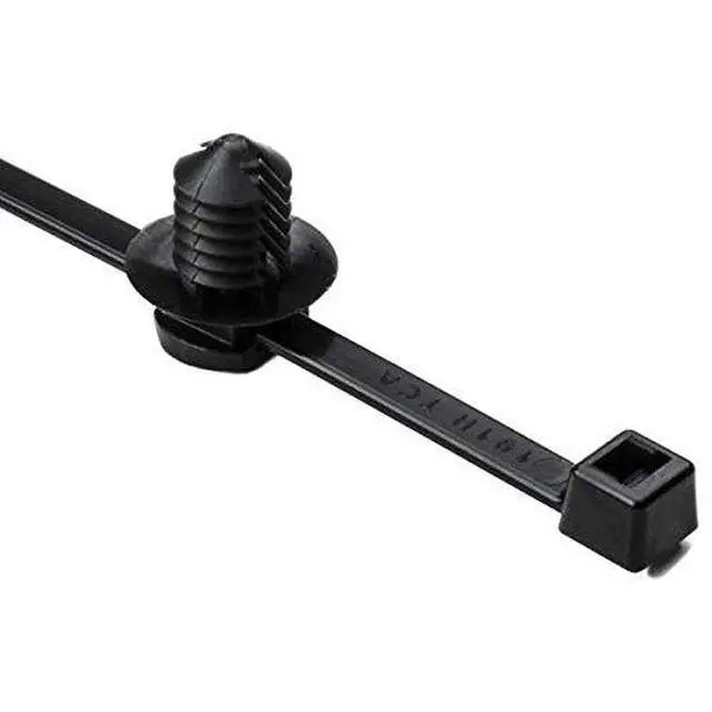Main image of 156-00376, 2-Piece Cable Tie/Fir Tree Mount, 8.0"L.30".31" Mounting Hole, 50lb, PA66HS, Black 50Pk