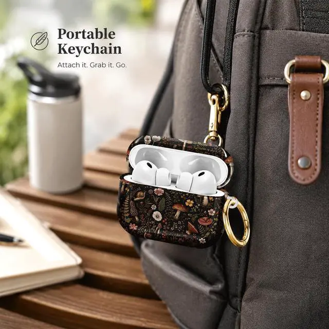 Alt view image 5 of 7 - Compatiable with AirPod Pro 3 Trendy Case with Keychain Shockproof and Full Coverage, Unique Pattern Design for 3rd Gen Airpod Pro(Mushroom Forest Floral)