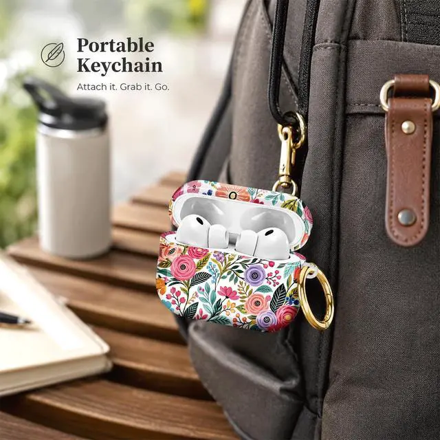 Alt view image 5 of 7 - Compatiable with AirPod Pro 3 Trendy Case with Keychain Shockproof and Full Coverage, Unique Pattern Design for 3rd Gen Airpod Pro(Colorful Floral Leaves Berries)