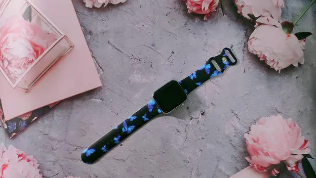 Alt view image 3 of 7 - Butterflies Watch Band Compatible with Apple Watch, Silicone Strap Adjustable Replacement for Iwatch Bands All Series
