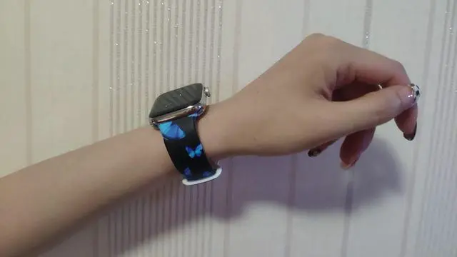 Alt view image 4 of 7 - Butterflies Watch Band Compatible with Apple Watch, Silicone Strap Adjustable Replacement for Iwatch Bands All Series