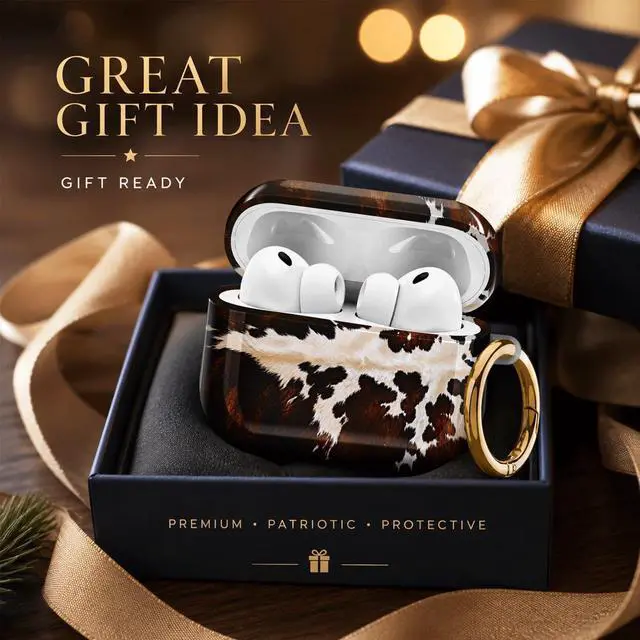 Alt view image 6 of 7 - Compatiable with AirPod Pro 3 Trendy Case with Keychain Shockproof and Full Coverage, Unique Pattern Design for 3rd Gen Airpod Pro(Brown White Spotted Cowhide)