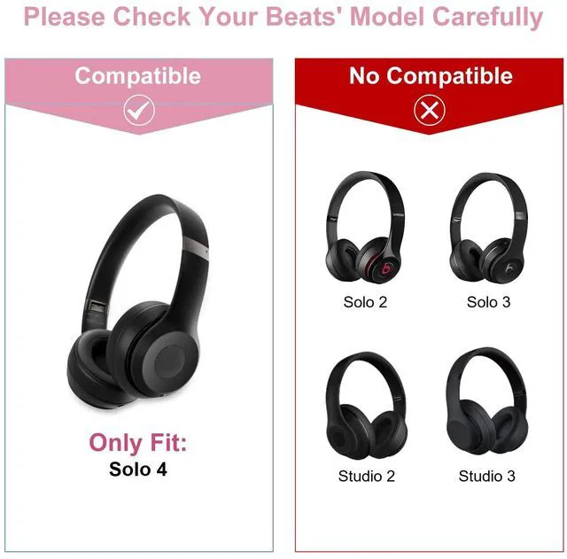 Alt view image 2 of 6 - Solo 4 Ear PadsReplacement earpads Cushions Compatible with Beats Solo 4 On-Ear Headphones (Cloud Pink)