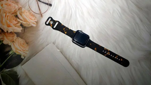 Alt view image 6 of 6 - Butterflies Watch Band Compatible with Apple Watch, Silicone Strap Adjustable Replacement for Iwatch Bands All Series