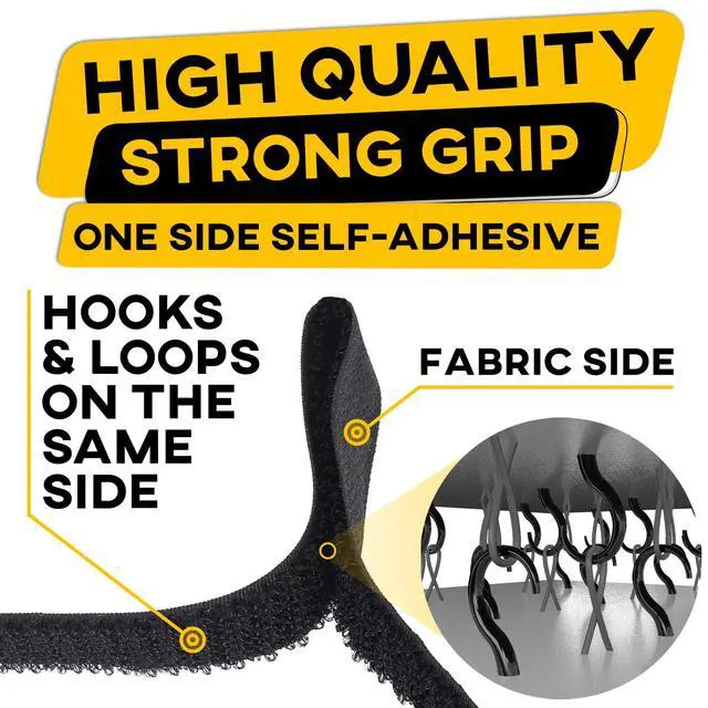 Alt view image 2 of 7 - Hook and Loop Cable Straps with 50 Bucklets and 25 Carabineres, Reusable Fastening Cable Ties, Wire Management Securing Strap for Cable Tidy, Wire Management, Multi-Purpose Cord Organizer (Black)