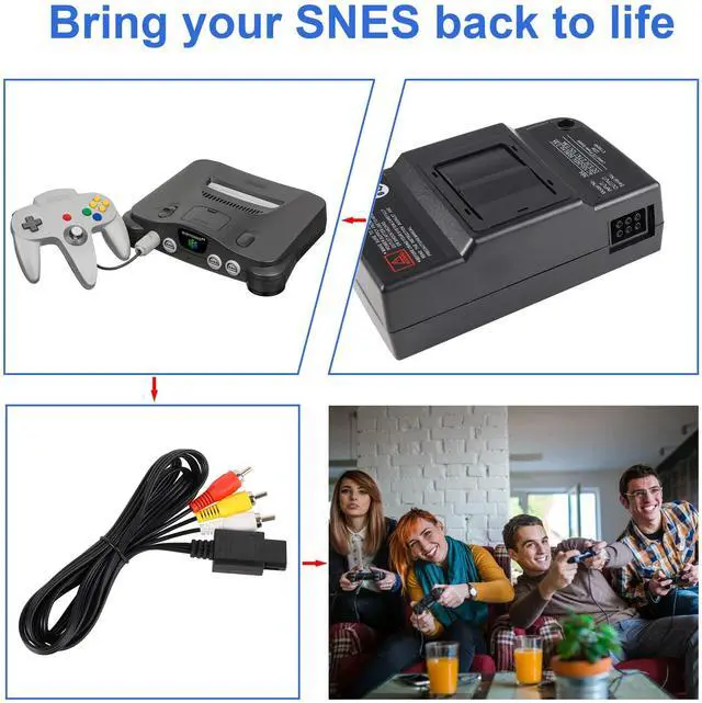 Alt view image 6 of 7 - N64 Power Supply and AV Cable, Replacement AC Power Adapter and AV Composite Video Cable Compatible with Nintendo 64