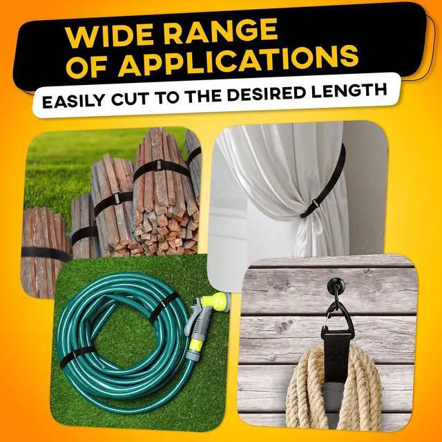 Alt view image 6 of 7 - Hook and Loop Cable Straps with 50 Bucklets and 25 Carabineres, Reusable Fastening Cable Ties, Wire Management Securing Strap for Cable Tidy, Wire Management, Multi-Purpose Cord Organizer (Black)