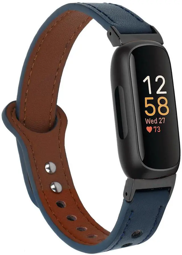 Main image of Leather Bands Compatible with Fitbit Inspire 3 Wristbands for Women Men, Waterproof Strap Genuine Leather Replacement Wristband for Inspire 3 Smartwatch