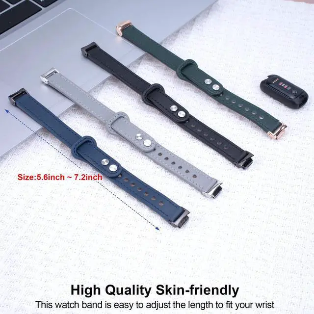 Alt view image 6 of 6 - Leather Bands Compatible with Fitbit Inspire 3 Wristbands for Women Men, Waterproof Strap Genuine Leather Replacement Wristband for Inspire 3 Smartwatch