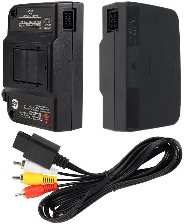 Alt view image 7 of 7 - N64 Power Supply and AV Cable, Replacement AC Power Adapter and AV Composite Video Cable Compatible with Nintendo 64
