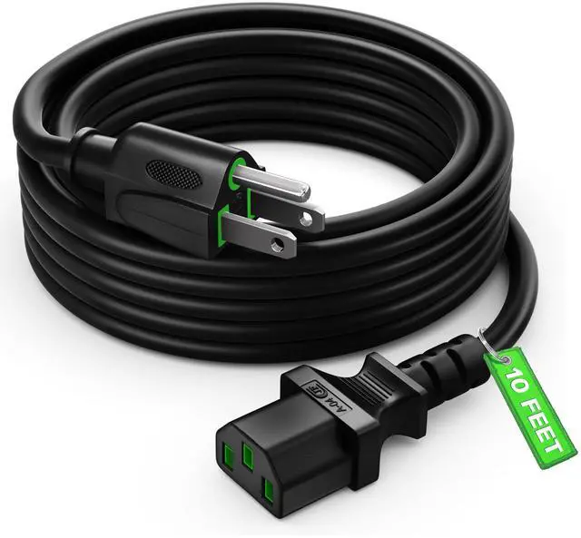 Main image of 10 Feet Universal Computer Monitor Power Cord, C13 Power Cable for Monitor, PC, Desktop, Printer, Scanner, 16 AWG NEMA 5-15P to IEC13 - UL Certified