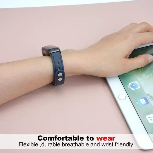 Alt view image 4 of 6 - Leather Bands Compatible with Fitbit Inspire 3 Wristbands for Women Men, Waterproof Strap Genuine Leather Replacement Wristband for Inspire 3 Smartwatch