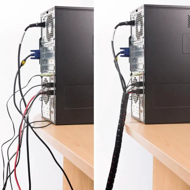 Alt view image 4 of 5 - Cable Zipper Cord Tube Organizer with Zip Tool, Cable Management Sleeve, Cover for Long Wire Runs, 1 Inch Diameter (8.2 FT, Black)