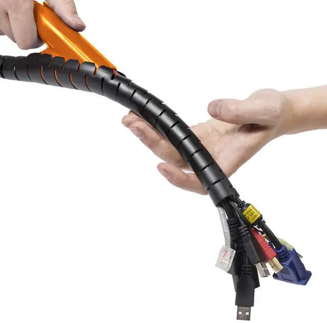 Main image of Cable Zipper Cord Tube Organizer with Zip Tool, Cable Management Sleeve, Cover for Long Wire Runs, 1 Inch Diameter (8.2 FT, Black)