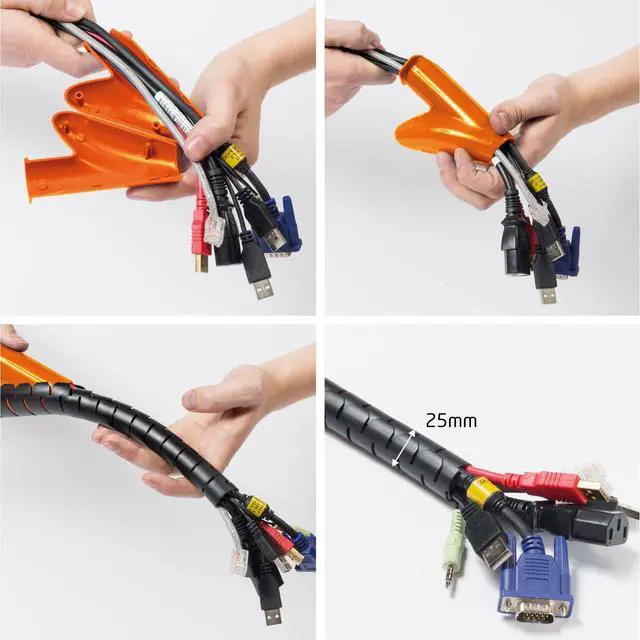 Alt view image 2 of 5 - Cable Zipper Cord Tube Organizer with Zip Tool, Cable Management Sleeve, Cover for Long Wire Runs, 1 Inch Diameter (8.2 FT, Black)
