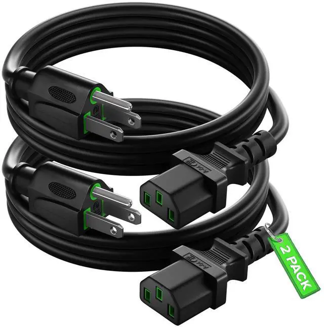 Main image of 3 Feet 2 Pack Universal Computer Monitor Power Cord, C13 Power Cable for Monitor, PC, Desktop, Printer, Scanner, 16 AWG NEMA 5-15P to IEC13 - UL Certified