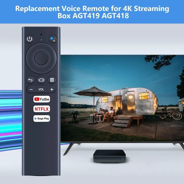 Alt view image 2 of 5 - Voice Remote Control Replacement fit for Ematic Android TV UHD 4K Streaming Box with AGT419 AGT418