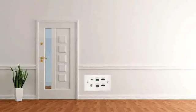 Alt view image 3 of 3 - HDMI USB3.0 CAT Type-C Wall Plate, 6 Port Outlet Wall Plate, 2 x HDMI Keystone Jack + 2 x USB 3.0 +1 xType C+1 x CAT6 RJ45 Keystone Jack, for Wall Plate Face Plate, White