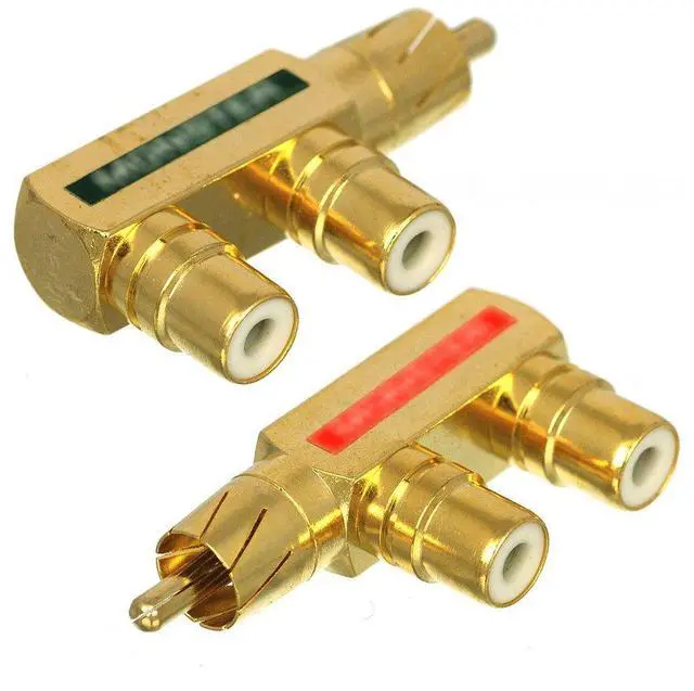 Alt view image 2 of 5 - RCA F Shape Splitter Plug Adapter 1 Male to 2 Female, 4 Pack | AV Audio Right angle, Low signal lost