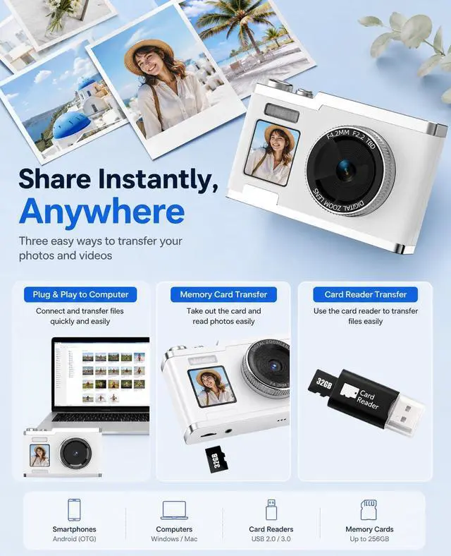 Alt view image 6 of 6 - Point and Shoot Digital Camera 16X Zoom Dual Screen Selfie Fill Light | Fun Filters Ideal Birthday Christmas Gift for Boys Girls and Teens
