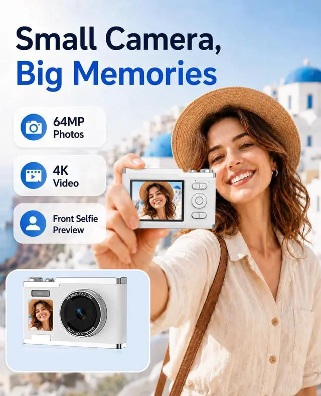 Alt view image 2 of 6 - Point and Shoot Digital Camera 16X Zoom Dual Screen Selfie Fill Light | Fun Filters Ideal Birthday Christmas Gift for Boys Girls and Teens