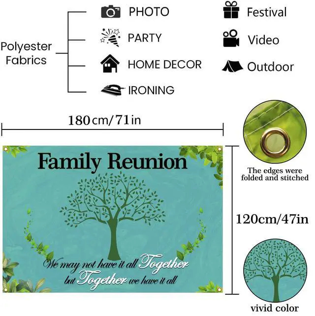 Alt view image 2 of 6 - Family Reunion Backdrop Banner - We Are Family - 6 X 4 Ft Background for Housewarming/Adoption/Gathering Party Decorations
