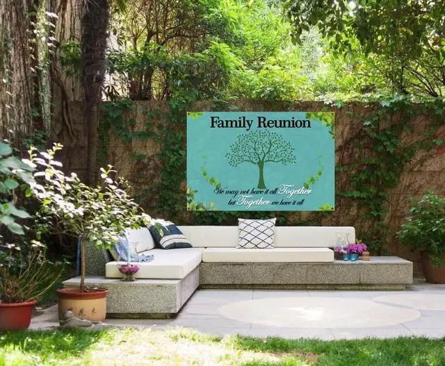 Alt view image 5 of 6 - Family Reunion Backdrop Banner - We Are Family - 6 X 4 Ft Background for Housewarming/Adoption/Gathering Party Decorations