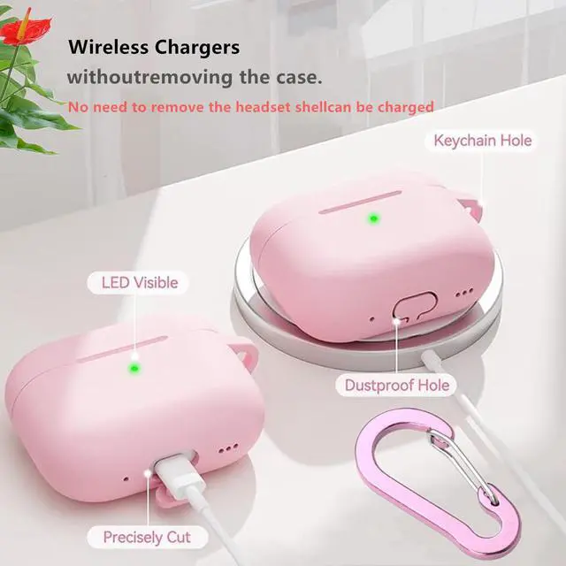 Alt view image 5 of 7 - for Airpods Pro 3 Case with Cute Keychain,Silicone Shockproof Protective Cover Charms Flowers for Apple Airpod Pro 3rd Generation Case Charging Headphone Case Cover for Women Girl (Pink)