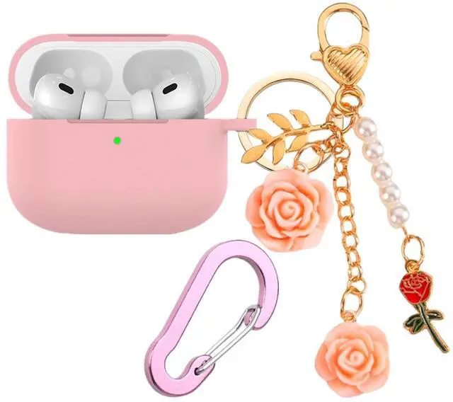 Main image of for Airpods Pro 3 Case with Cute Keychain,Silicone Shockproof Protective Cover Charms Flowers for Apple Airpod Pro 3rd Generation Case Charging Headphone Case Cover for Women Girl (Pink)