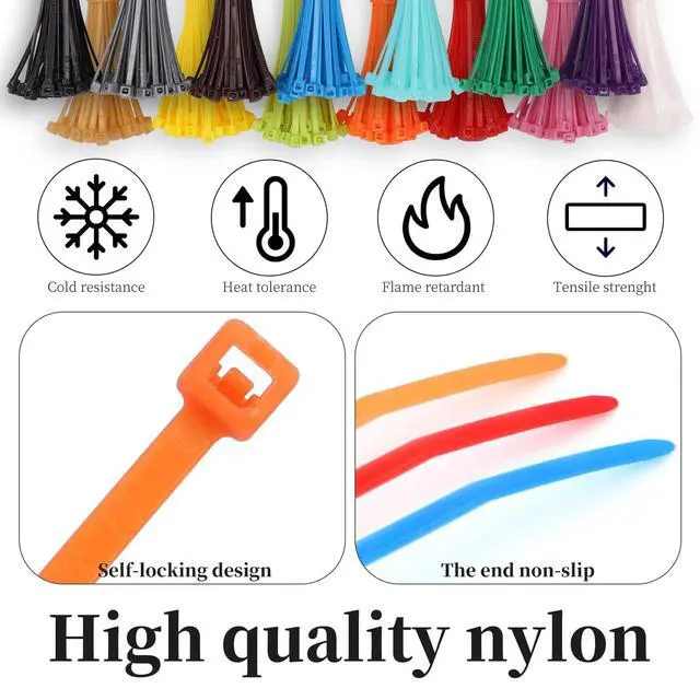 Alt view image 3 of 7 - 700 Pcs Mixed Colored Zip Ties, 4 Inch Multicolor Self-Locking Nylon Cable Ties 14 Colorful Plastic Resistant Wire Ties for Home Office Garden Garage Workshop