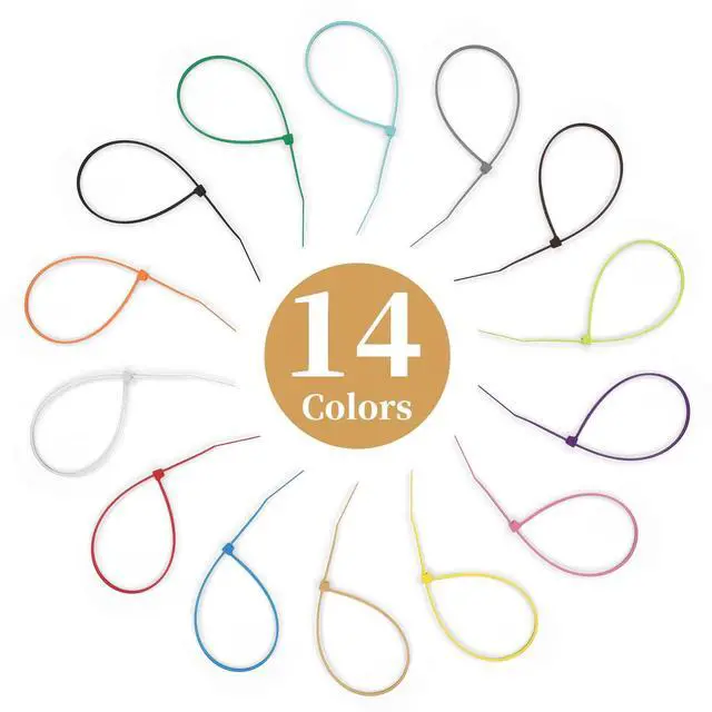 Alt view image 4 of 7 - 700 Pcs Mixed Colored Zip Ties, 4 Inch Multicolor Self-Locking Nylon Cable Ties 14 Colorful Plastic Resistant Wire Ties for Home Office Garden Garage Workshop