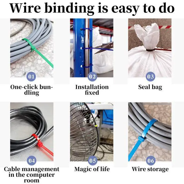 Alt view image 7 of 7 - 700 Pcs Mixed Colored Zip Ties, 4 Inch Multicolor Self-Locking Nylon Cable Ties 14 Colorful Plastic Resistant Wire Ties for Home Office Garden Garage Workshop