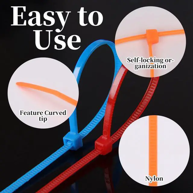 Alt view image 5 of 7 - 700 Pcs Mixed Colored Zip Ties, 4 Inch Multicolor Self-Locking Nylon Cable Ties 14 Colorful Plastic Resistant Wire Ties for Home Office Garden Garage Workshop