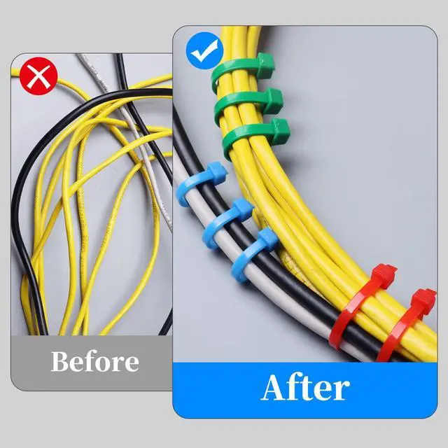 Alt view image 6 of 7 - 700 Pcs Mixed Colored Zip Ties, 4 Inch Multicolor Self-Locking Nylon Cable Ties 14 Colorful Plastic Resistant Wire Ties for Home Office Garden Garage Workshop
