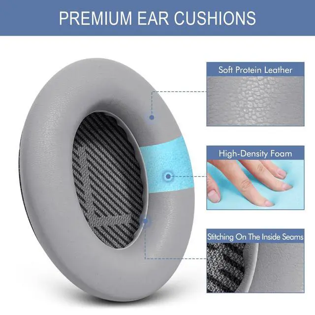 Alt view image 3 of 7 - Replacement Kit for for Bose QC35 & QC35 ii (QuietComfort 35 II) | Ear Pads Cushions + Headband, Extra Comfort, Repair Part, Easy DIY Installation with Tool - Silver