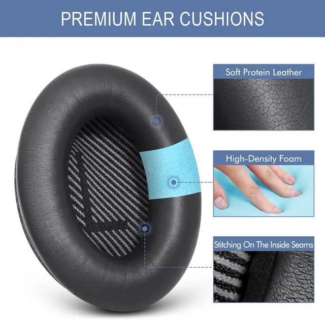 Alt view image 3 of 7 - Replacement Kit for for Bose QC35 & QC35 ii (QuietComfort 35 II)-Black | Ear Pads Cushions + Headband, Extra Comfort, Repair Part, Easy DIY Installation with Tool