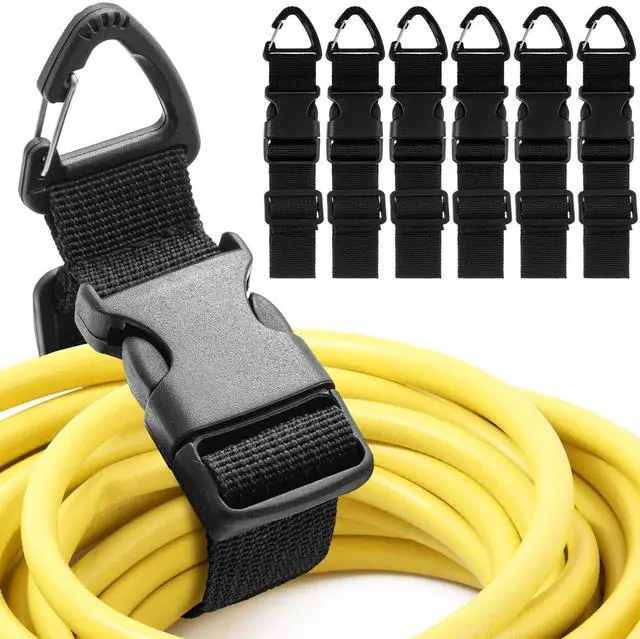 Main image of 6 Pack 1.5 x 22 Inch Adjustable Extension Cord Holder Organizer with Triangle Clips Heavy Duty Storage Straps Extension Cord Hanger for Men Workshop and Garage Organization and Storage