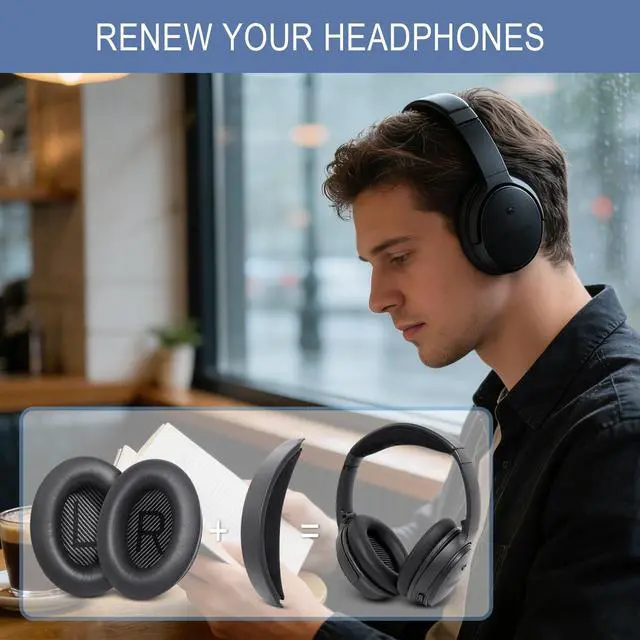 Alt view image 5 of 7 - Replacement Kit for for Bose QC35 & QC35 ii (QuietComfort 35 II)-Black | Ear Pads Cushions + Headband, Extra Comfort, Repair Part, Easy DIY Installation with Tool