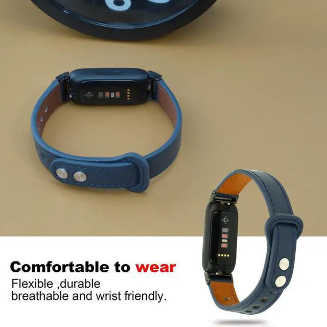 Alt view image 3 of 6 - Leather Bands Compatible with Fitbit Inspire 3 Wristbands for Women Men, Waterproof Strap Genuine Leather Replacement Wristband for Inspire 3 Smartwatch
