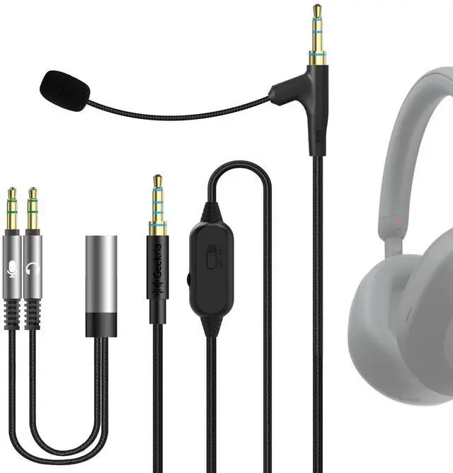 Main image of Boom Mic Headphones Cable Compatible with Sony WH-1000XM6/1000XM5/1000XM4, WH-XB920N, ULT WEAR, 3.5mm Jack Replacement Cord for Gaming & Meeting (5.6ft)