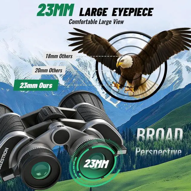 Alt view image 5 of 6 - 10x50 Binoculars with Independent Eyepiece Adjustment for Outdoor | Waterproof Compact Binoculars, with Low Light Vision for Bird Watching Hunting Camping Travel Cruise Hiking Sports Stargazing