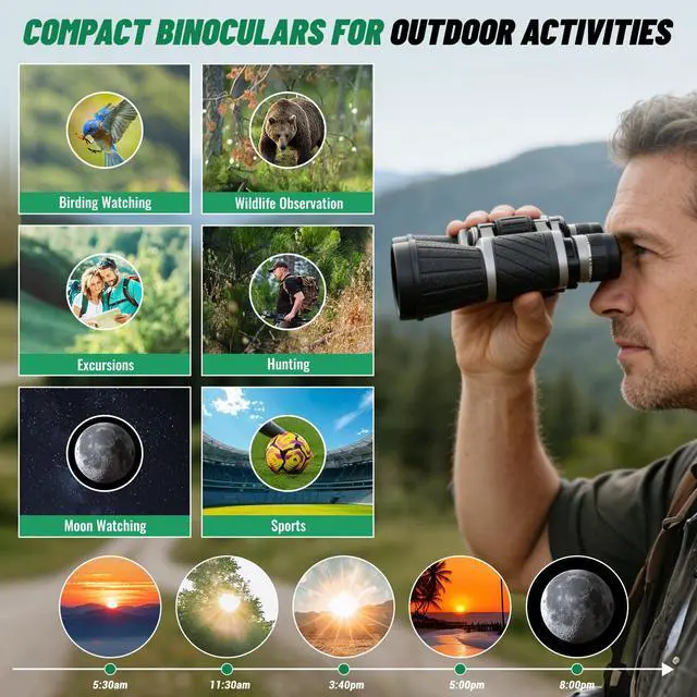 Alt view image 6 of 6 - 10x50 Binoculars with Independent Eyepiece Adjustment for Outdoor | Waterproof Compact Binoculars, with Low Light Vision for Bird Watching Hunting Camping Travel Cruise Hiking Sports Stargazing