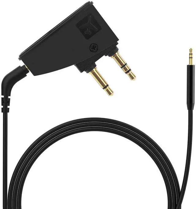Main image of Airplane Headphone Adapter Comes with 2.5mm to 3.5mm Male Audio AUX Cable, Golden Plated 3.5mm Jack for Airplane/Home TV/Gym/Boats/Car, Foldable Single/Double Gold Plug