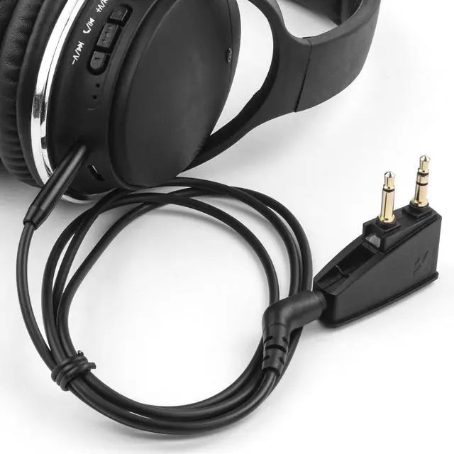 Alt view image 4 of 7 - Airplane Headphone Adapter Comes with 2.5mm to 3.5mm Male Audio AUX Cable, Golden Plated 3.5mm Jack for Airplane/Home TV/Gym/Boats/Car, Foldable Single/Double Gold Plug