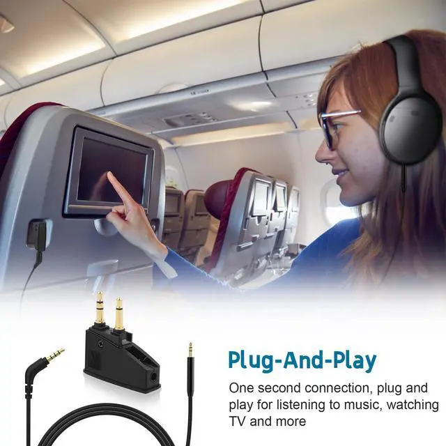Alt view image 7 of 7 - Airplane Headphone Adapter Comes with 2.5mm to 3.5mm Male Audio AUX Cable, Golden Plated 3.5mm Jack for Airplane/Home TV/Gym/Boats/Car, Foldable Single/Double Gold Plug