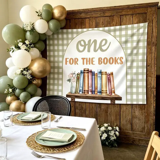 Alt view image 4 of 7 - One for the Books 1st Birthday Decorations Chapter One Backdrop Banner | Chapter One Birthday Decorations First Chapter Birthday Party Decor Reading Book First Chapter Birthday Party Supplies