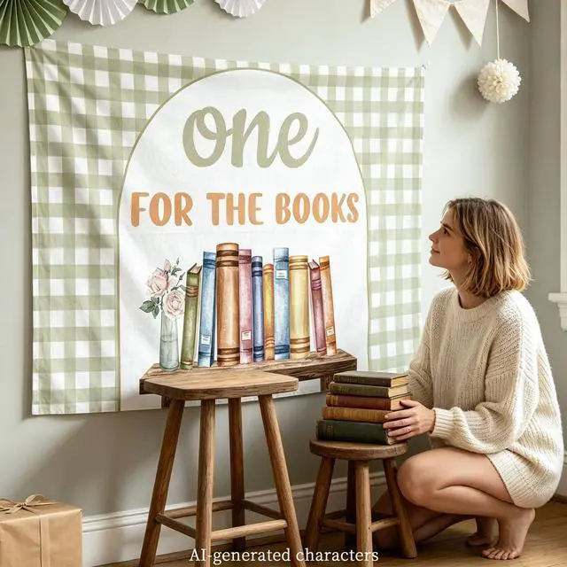 Alt view image 5 of 7 - One for the Books 1st Birthday Decorations Chapter One Backdrop Banner | Chapter One Birthday Decorations First Chapter Birthday Party Decor Reading Book First Chapter Birthday Party Supplies