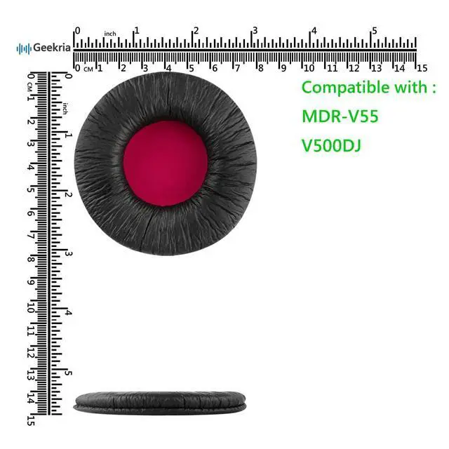 Alt view image 6 of 7 - Replacement Ear Pads for Sony MDR-V55, V500DJ Headphones Ear Cushions, Repair Parts (Black Red)